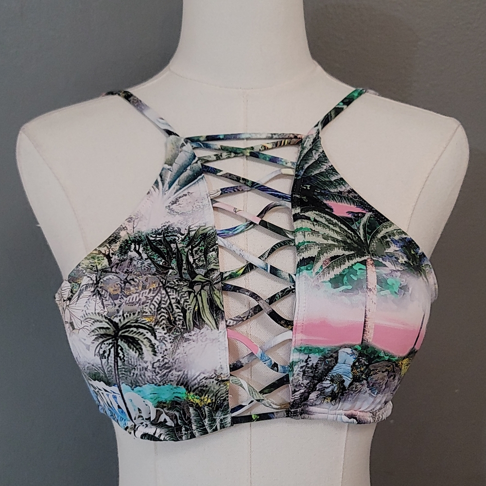 The Bikini Lab Set  Tropical Lace-Up Tank‎ Top
